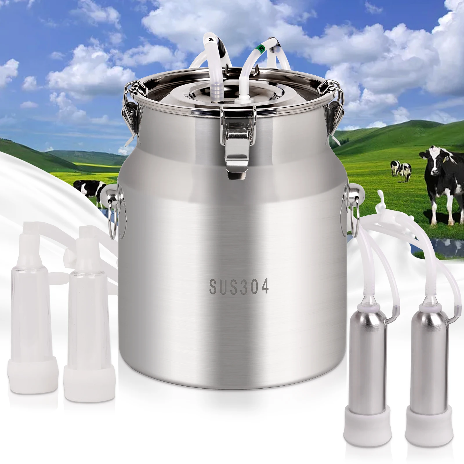 8L Electric Goats Milking Machine Rechargeable Electric Vacuum Pulsation Suction Pump Milker Machine for Sheep Farms