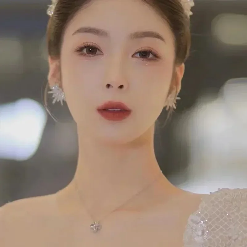 New Silver Color Big Plant Luxury Stud Earrings with Bling Zircon Stone for Women Fashion Jewelry Korean Earring Gift2025 image 5