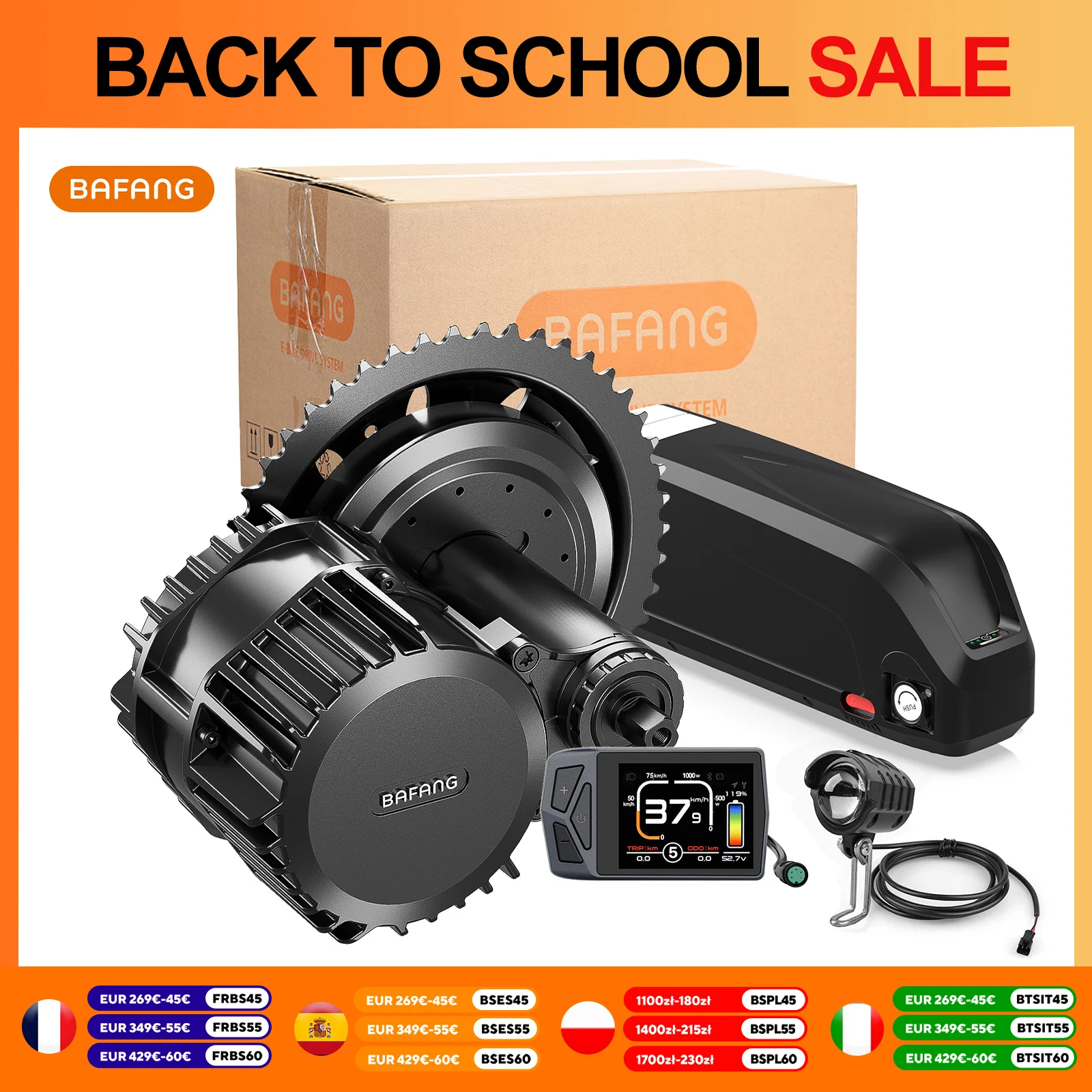 Kit motore Bafang BBSHD 1000W con batteria 20Ah Mid Drive 52V 48V Kit motore per bicicletta elettrica per conversione Ebike Set completo