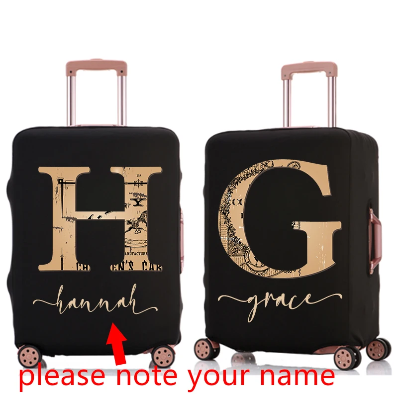 

Custom Name Luggage Case Protective Cover 26 Letter Pattern Travel Elastic Duffle Luggage Dust Cover for 18-28 Inch Suitcase