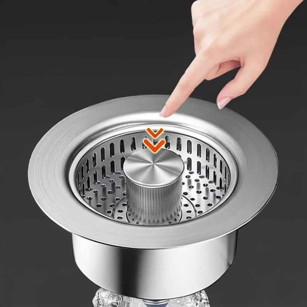 Stainless Steel Kitchen Sink Drain Stopper Press Bounce Core Filter Anti Clog Basin Waste Plumbing Installation Part