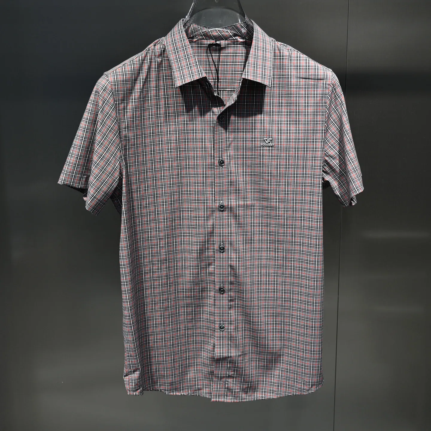 

Thin Classic Plaid Old Money Wind 26 Summer Alphabet Offset Lapel Short Sleeve Shirt