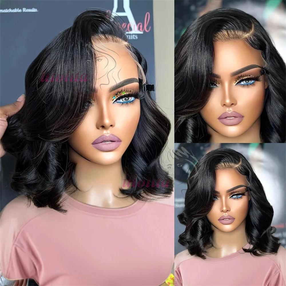 

Brazilian Body Wave Frontal Wigs Short 13x4 Lace Front Human Hair Wigs For Women Body Wave Bob Wig Transparent Pre Plucked 180%