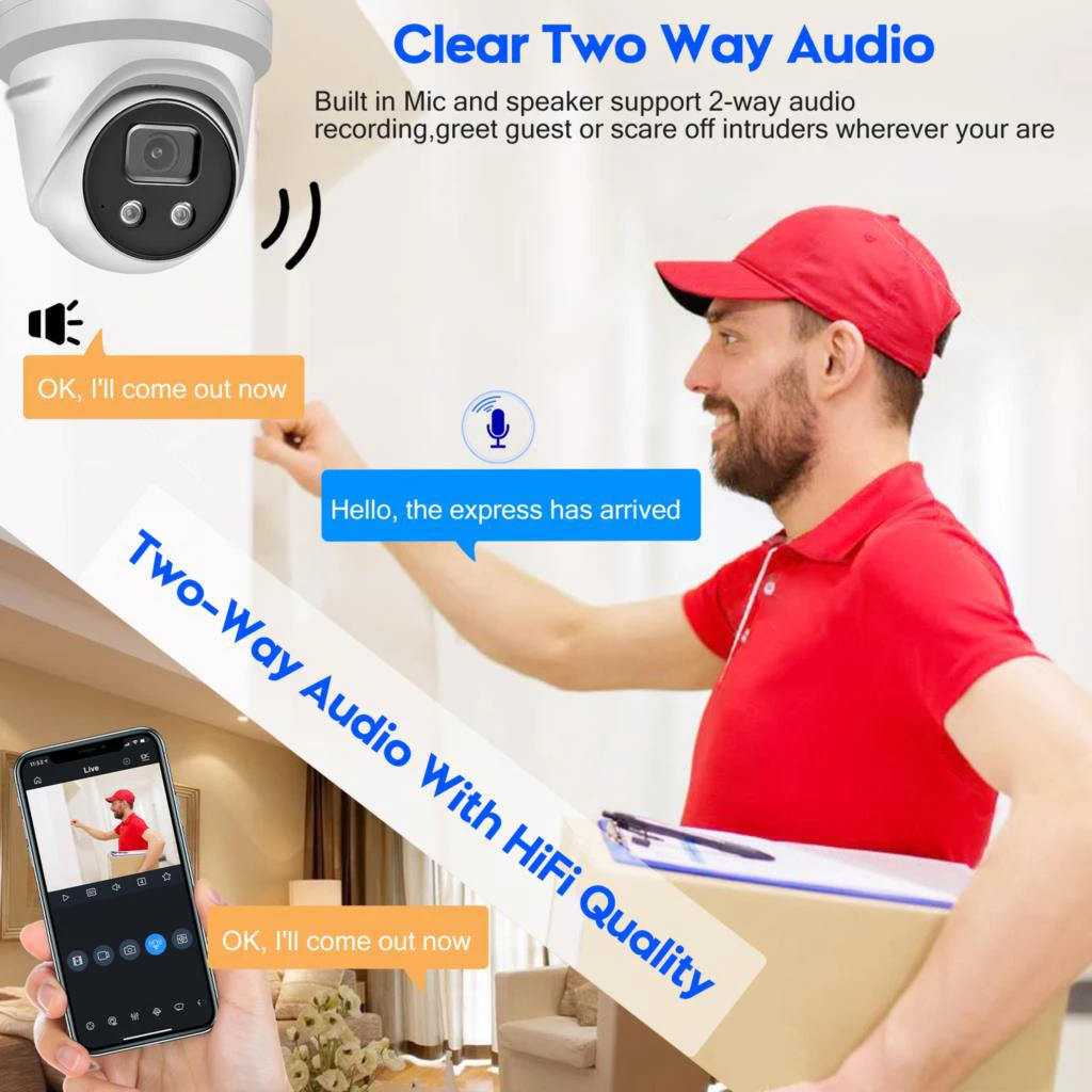 Hikvision IP Camera 8MP DS-2CD2386G2-ISU/SL AcuSense 4K POE Built-in Microphone Speaker Surveillance Video Outdoor
