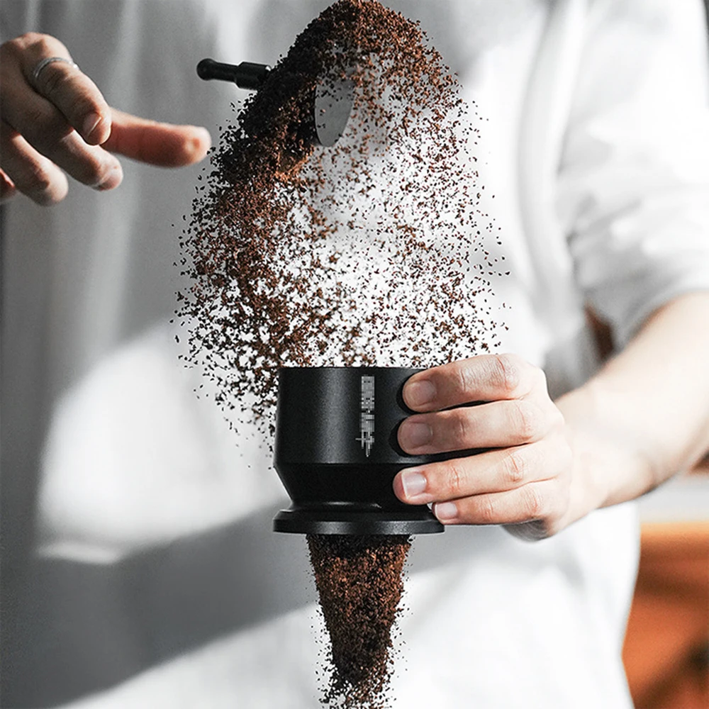 Espresso Dosing Cup with Stirrer Aluminum Alloy Coffee Dosing Funnel Fit 51-54/58MM Portafilter Coffee Tools