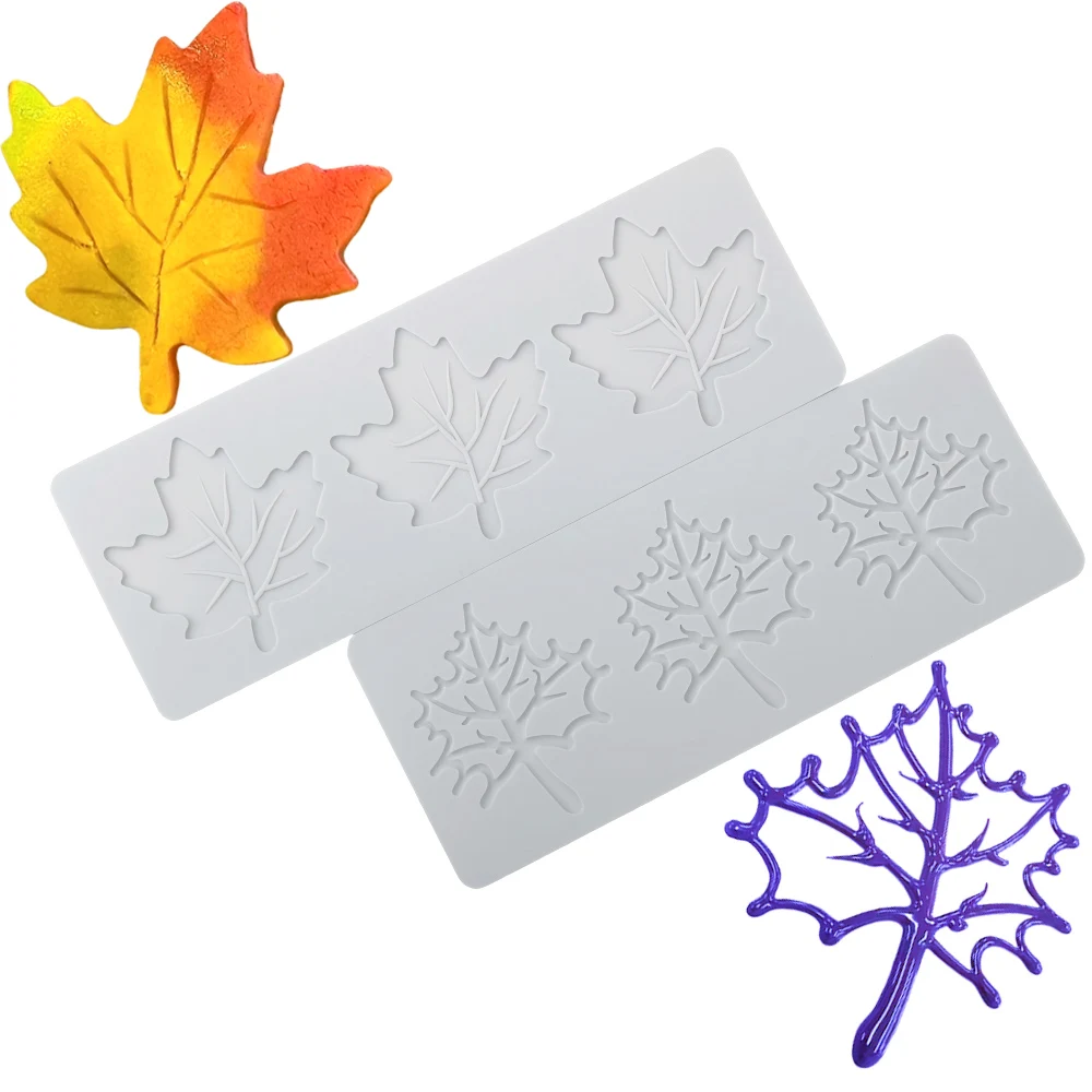 Maple Leaf or Leaf Vein Texture Design Sugarcraft Silicone Pad Lace Mat Kitchen Fondant Mold Chocolate Chip Decoration Tools