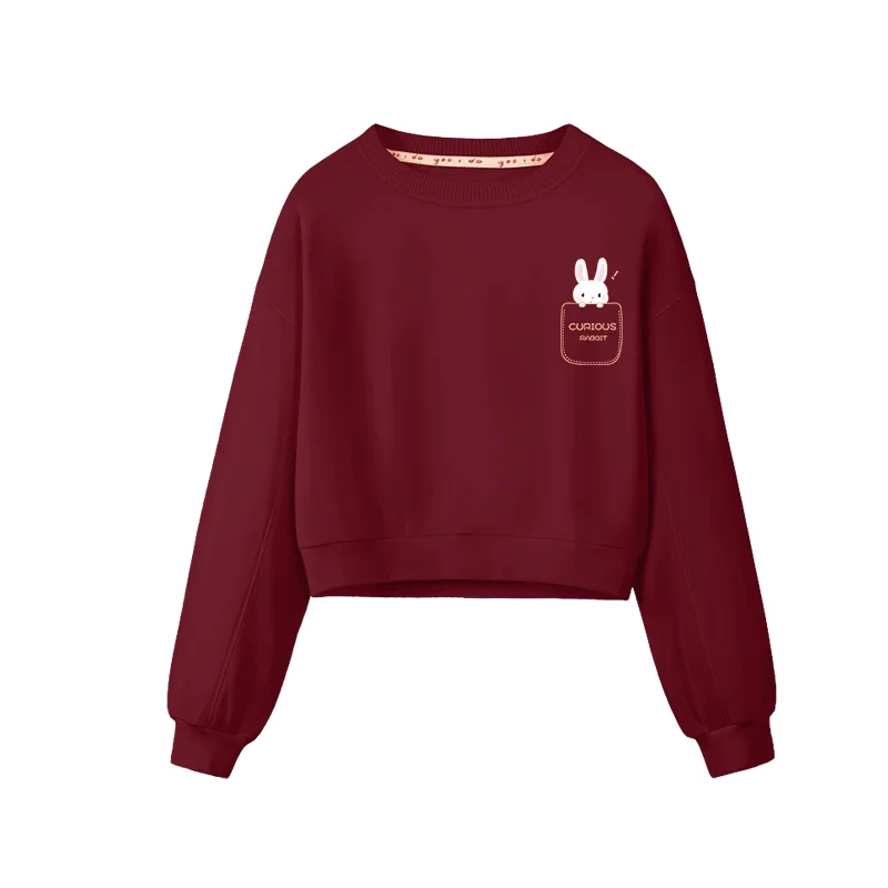

Women Clothing Casual Korean Fashion Loose O-neck Long Sleeve Sweatshirts Youth Lively Bright Easy Close to the People Wild