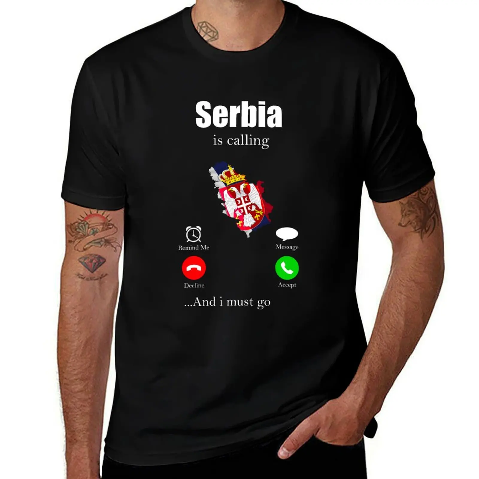 Serbia Belgrade Coat Of Arms Serbia Srbija Jugo T-Shirt Active Wear Sports for Men T-Shirt