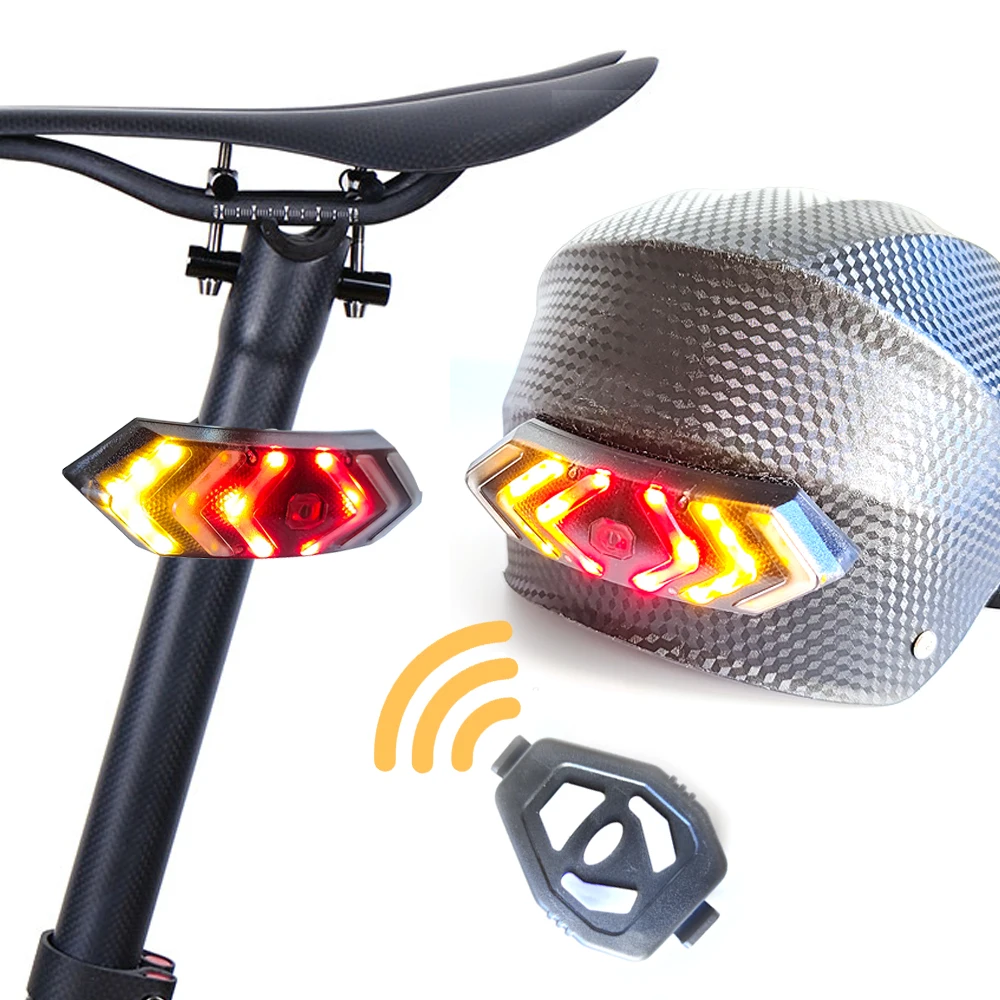 Bike Lights Turn Signal Warning Led Lights Rear Usb Rechargeable Helmet Wireless Remote / Gravity Control Bicycle Tail Lights