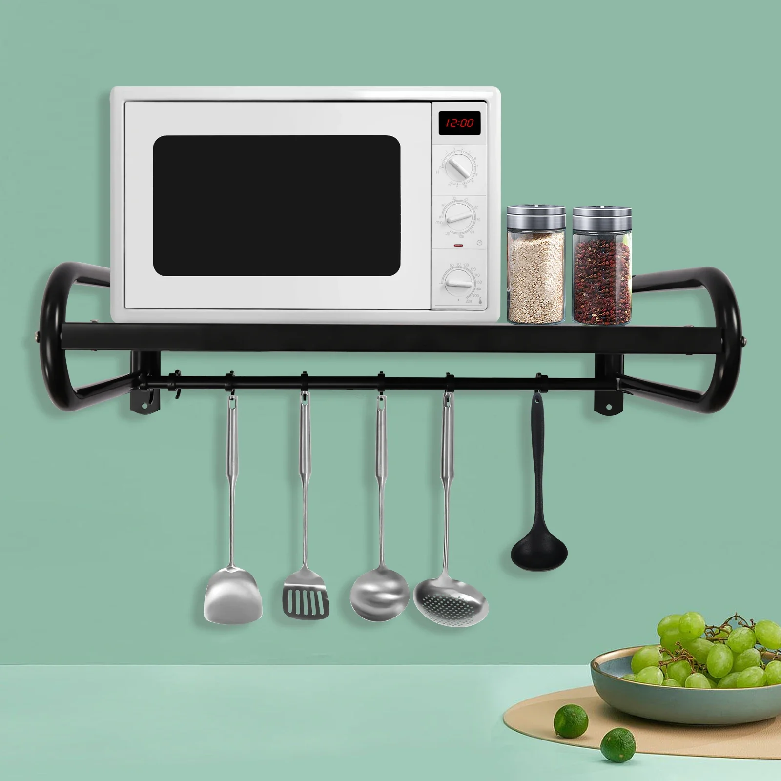 Wandregal aus Kohlenstoffstahl, Metallregal, robust, für gewerbliche oder private Zwecke, Wandmontage, für Mikrowellenherde