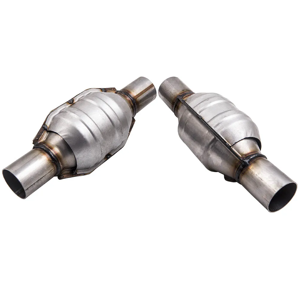 2 Pack 2.25 inch Exhaust Catalytic Converter 400 cell Ceramic 53005 Universal  Exhaust Manifold W/ Heat Shield Ceramic 400