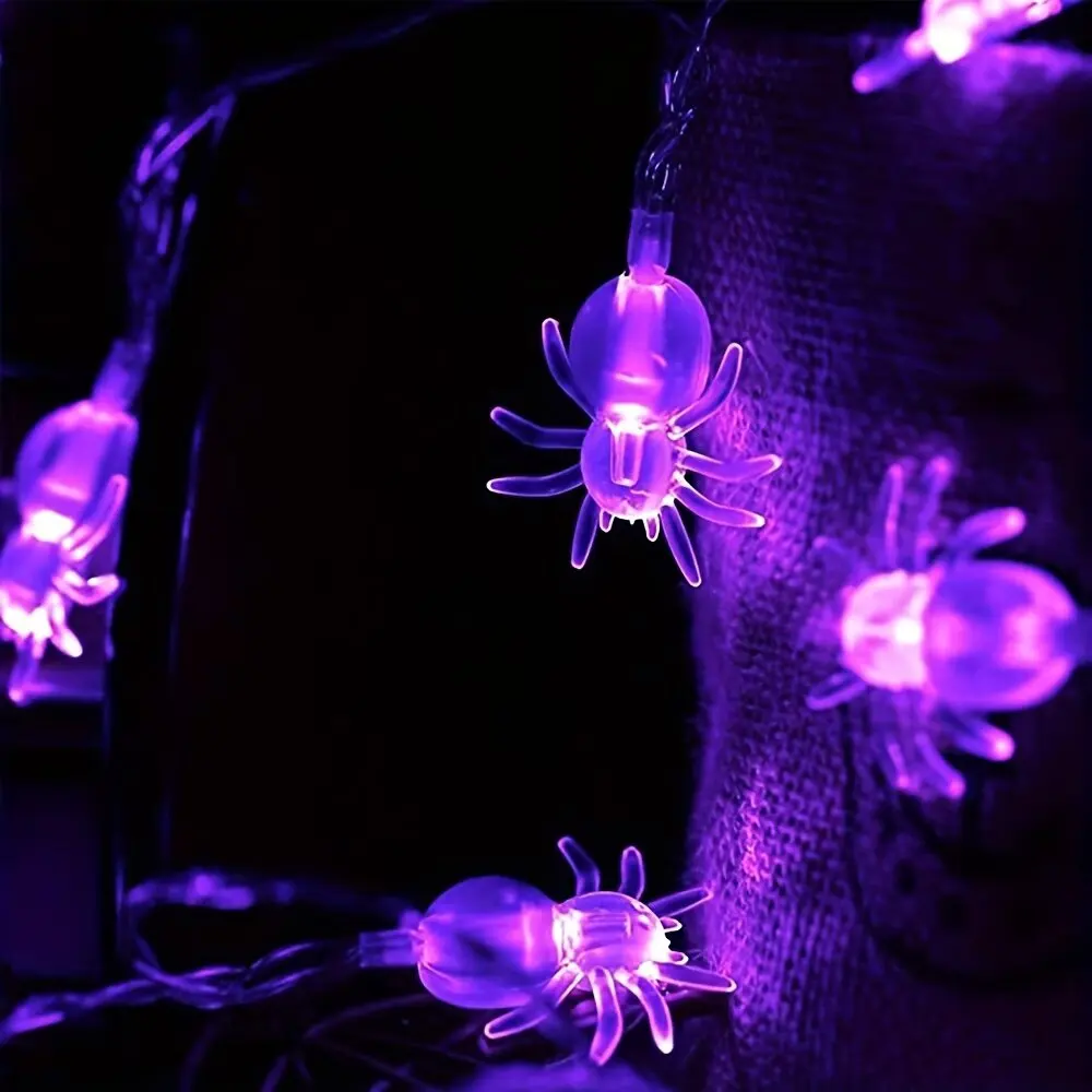 Halloween Spider Lights Battery Powered Purple LED Lights for Indoor Outdoor Halloween Party Yard Ghost Easter Decor