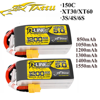 Tattu R-Line 5.0 V5 150C 850 1050 1200 1300 1550mAh Lipo Battery 3S/4S/6S XT30 XT60 Plug FPV Racing Drone RC Quadcopter