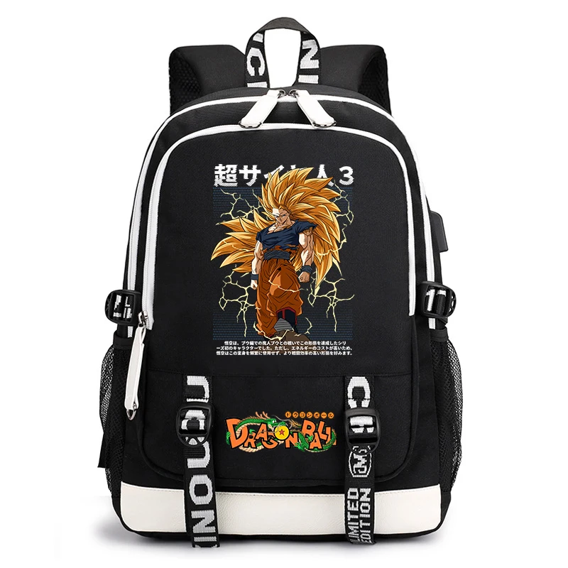 ドラゴンボール-アニメプリント-カジュアルバックパック-子供用-ティーンエイジャー用-スクールバッグ-軽量-日常使用