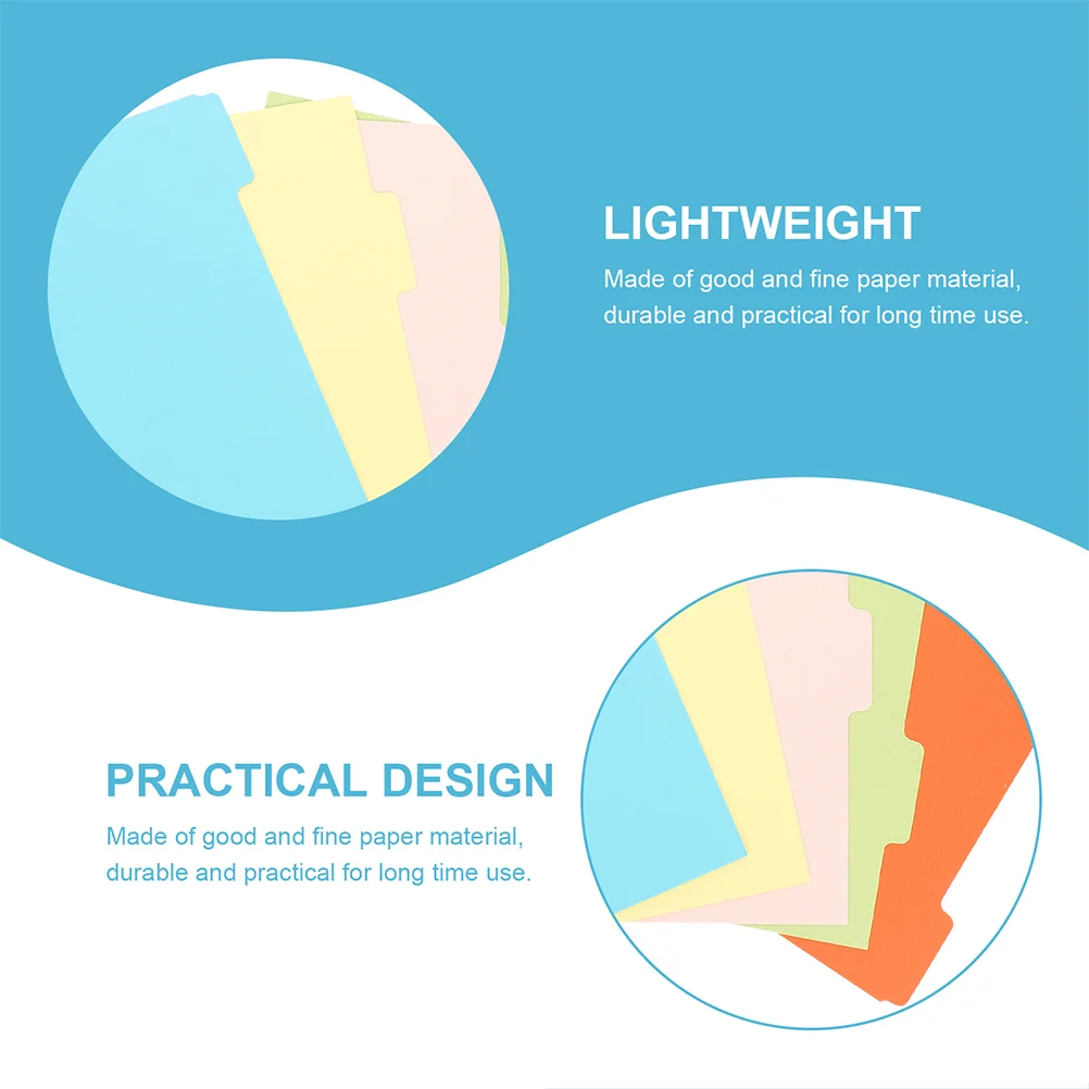 10 Pcs Colored Pages Divider for Binder A5 Tab Dividers Tabs Label Accessory 6 Ring Paper