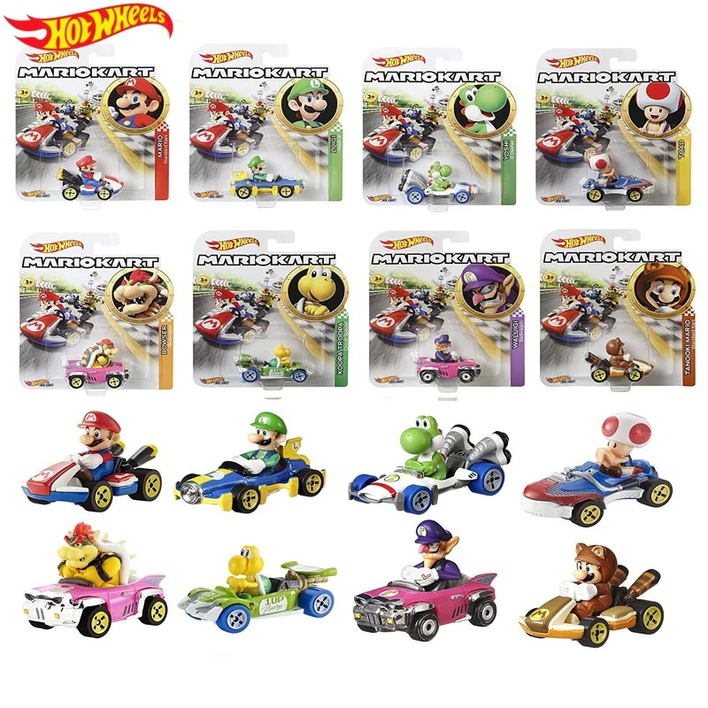 Hot Wheels GBG28 Mario Kart BOWSER YOSHI TOAD SHY GUY LUIGI 1:64 melocotón fundido a presión con vehículo de Kart estándar coches modelo fundido a presión