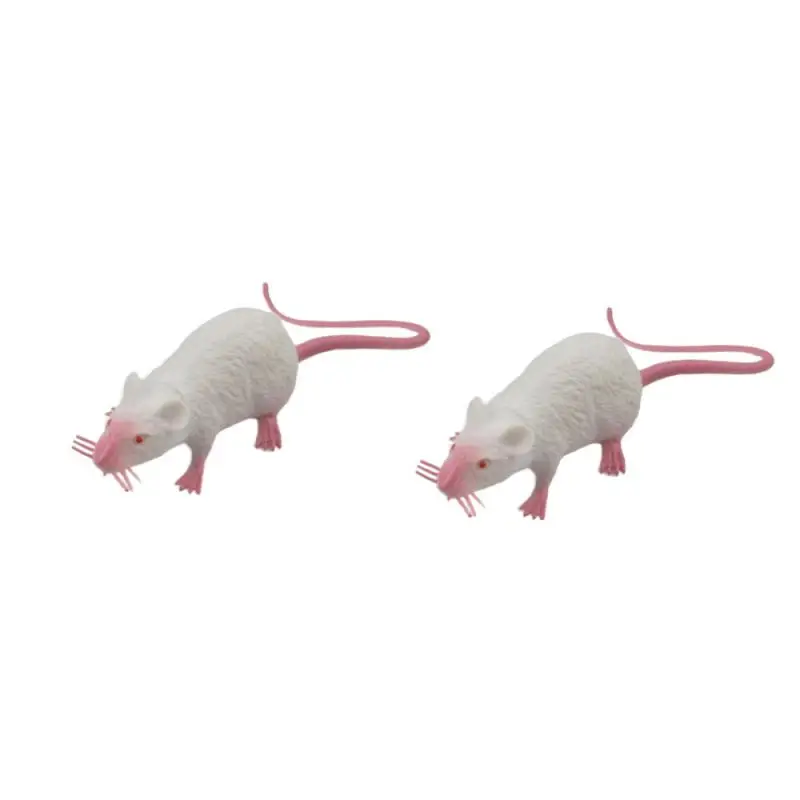 2pcs Mouse Prank Mice Realistic Rat Fake Toy Halloween Rats Plastic Simulation Lifelike Joke Trick Figures Terror Decor Prop Cat