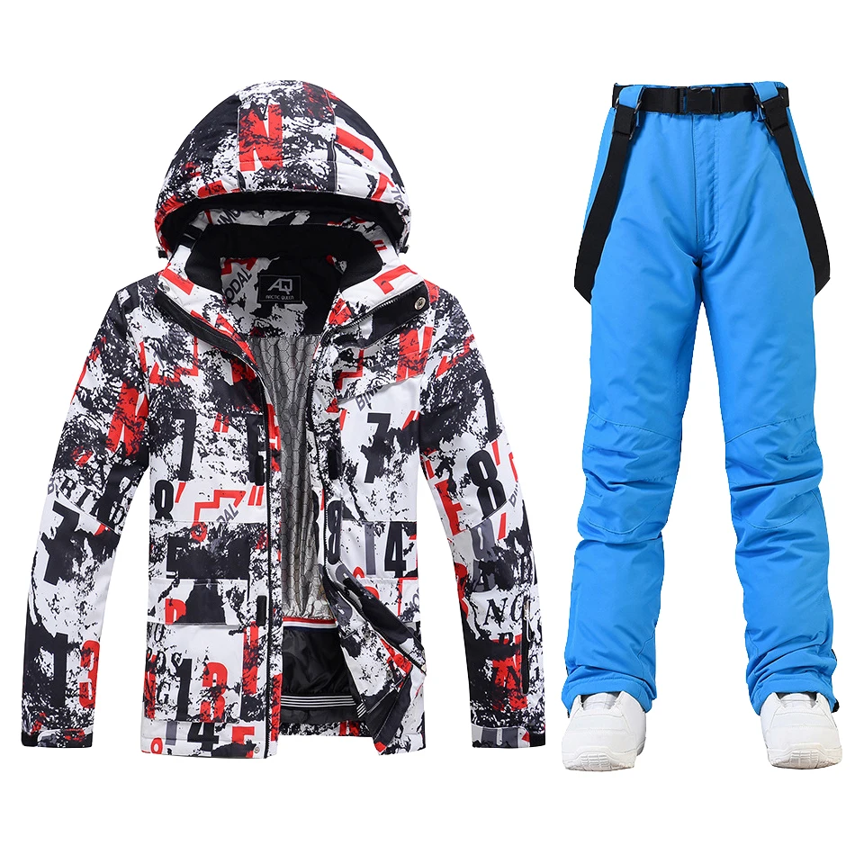 Men\'s Winter Super Warm Ski Suit Windproof Waterproof Snowboarding Skiing Jacket Pants Male Snow Costumes Overalls Plus Size 3XL