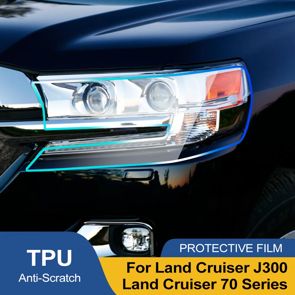 

For Land Cruiser J300 J200 70 Series Smoke Black Car Headlight Protective Film TPU PPF Pre Cut Anti-Scratch Headlight Vinyl Film
