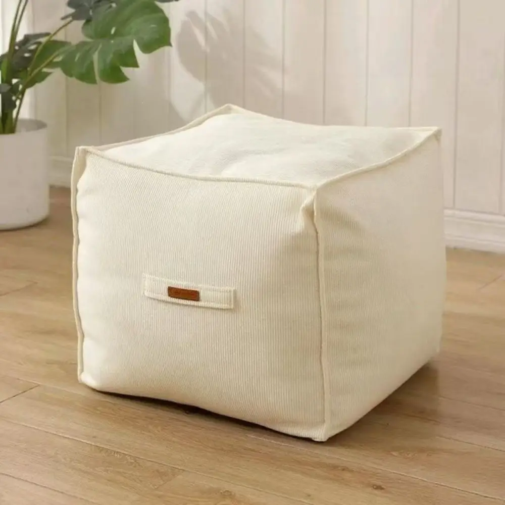 Skin-friendly No Filling Seat Cushion Cover Large Capacity Square Clothes Storage Bag Soft Empty Unstuffed Footstool Home Decor