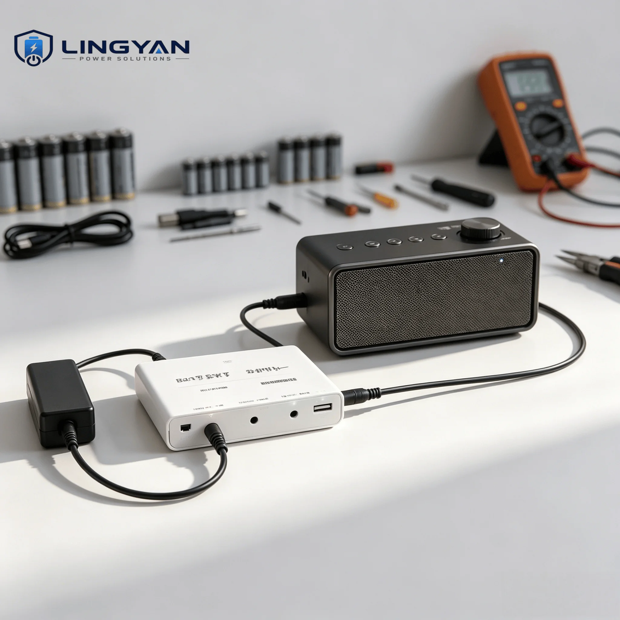 Anti Power Outage Desktop Supply, 5 Slot 18650 UPS Shell, DIY DC Backup Box, 19V 20V Output, For All-in-One PC, No Battery