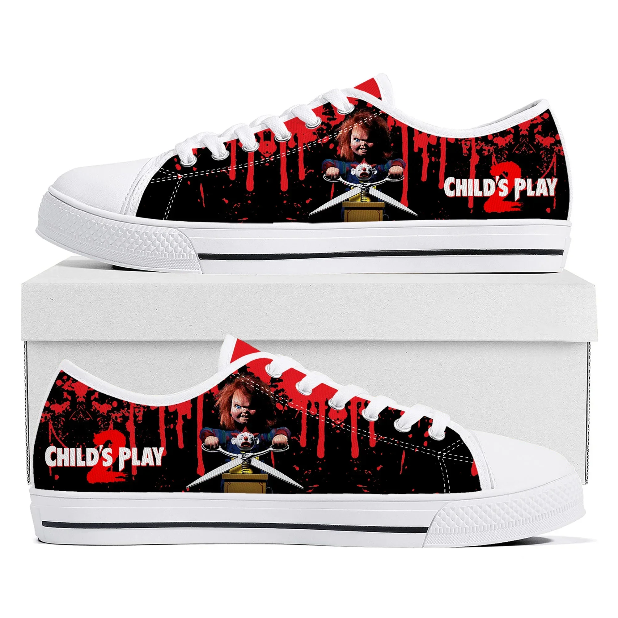 

Horror Movie Childs Play Chucky Low Top High Quality Sneakers Mens Women Teenager Canvas Sneaker Casual Couple Shoes Custom Shoe