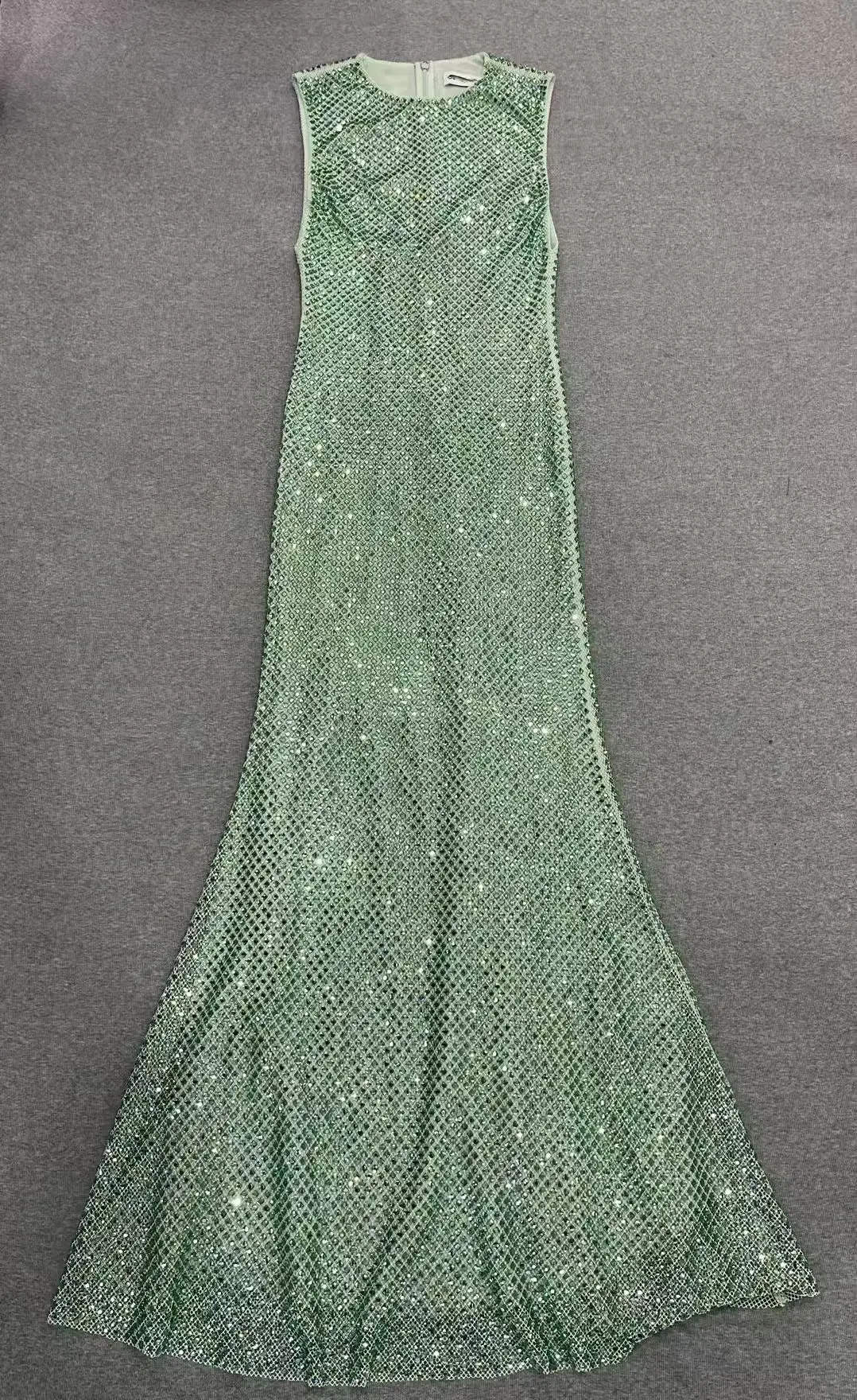 Frauen heißes Strass-Mode-Maxikleid ärmelloses Party-langes Kleid