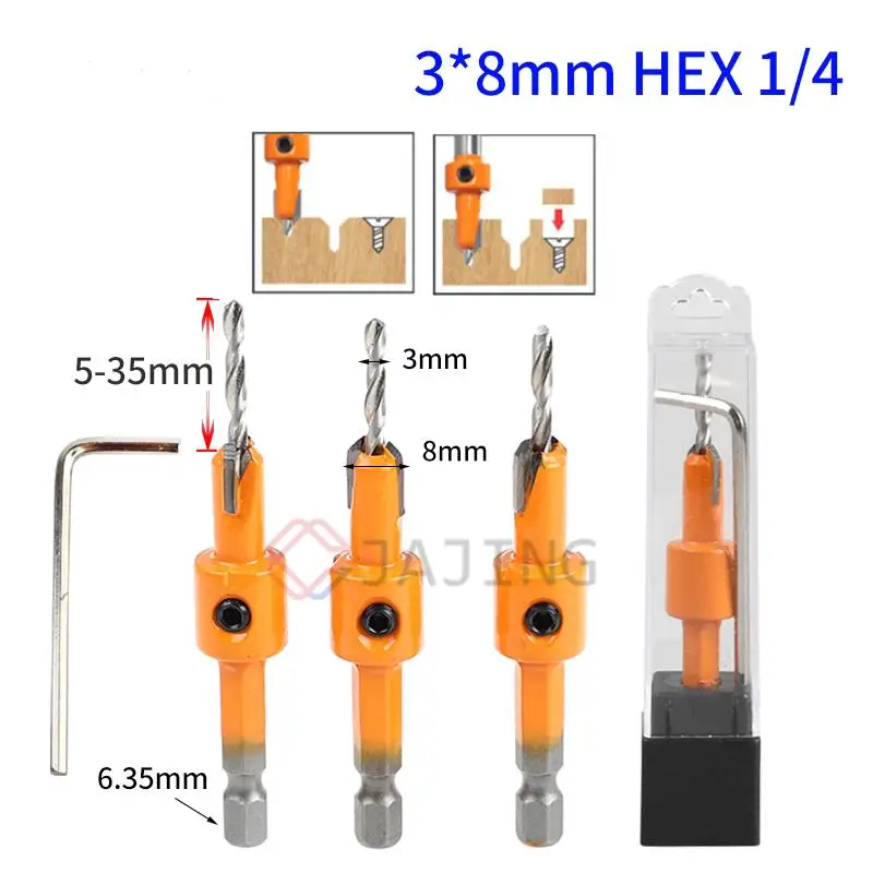 Counter Sink Drill Bit 3x8mm with 1/4\