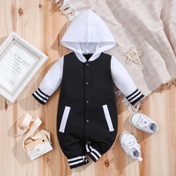 IURNXB Newborn Baby Romper Hooded Sweatshirt Boys Girls Long Sleeve Onesie Infant Outfit Clothes Fall Spring Jumpsuits 0-18M