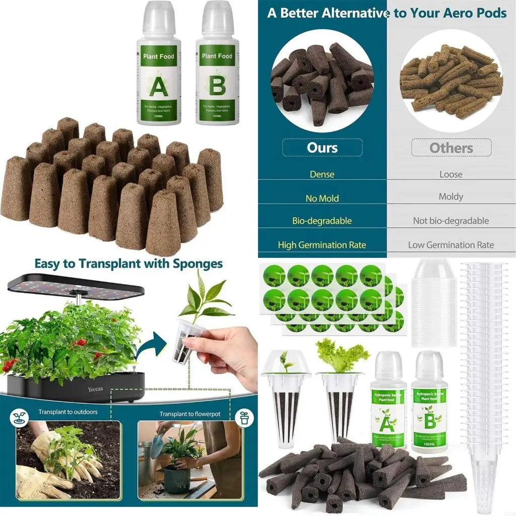 

166pcs Pods Indoor Hydroponics Growing System with Labels Grow Basket C5AD
