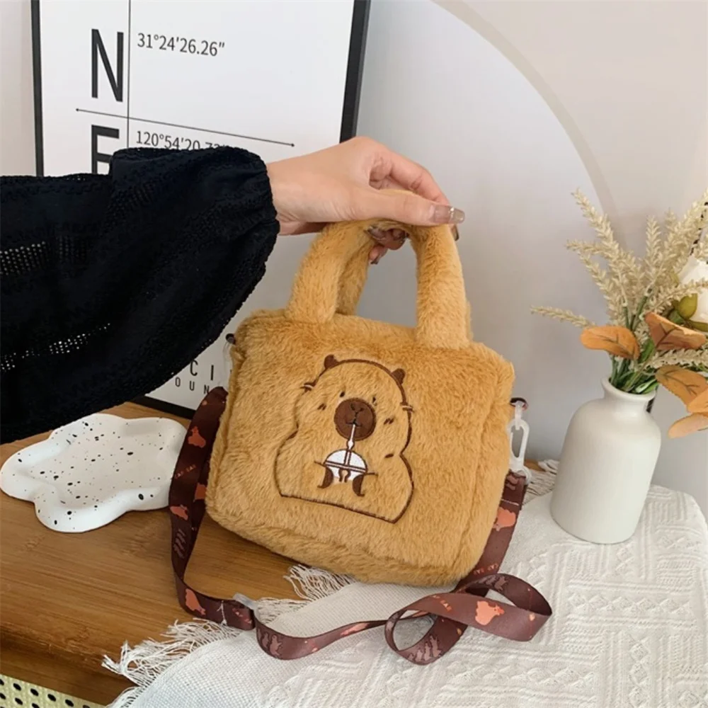 Cartoon Plush Bag Student School Bags Fur Capybara Handbag Cute Doll Bag Children's Crossbody Coin Bag School Backpack