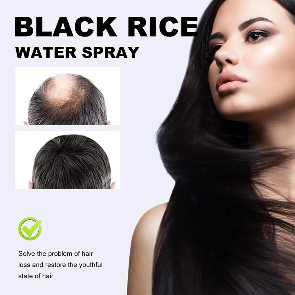 Suero para tratamiento del cabello con agua de arroz negro, cubierta de cabello blanco a negro, Spray de reparación de Color Natural, anticaída, restauración del cabello, cuidado del cabello