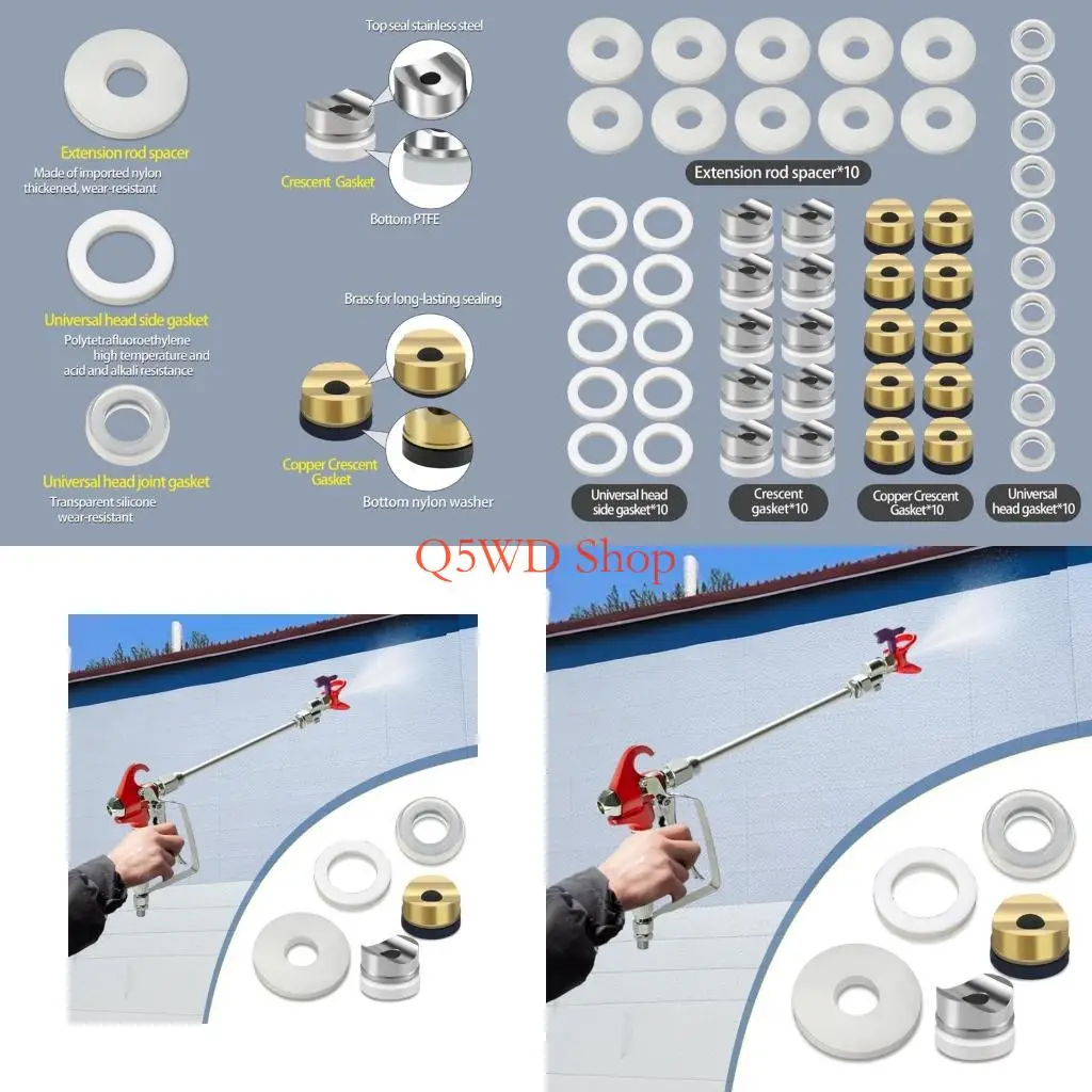 Q5WD 5 Size Airless Sprayer Seal 50Pcs Leak Proof Gaskets For Tip Guards Extensions