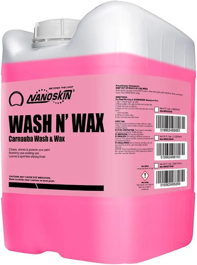

5-Gallon Car Wash & Wax Shampoo: Cleans, Shines, Protects with Carnauba for Cars, RVs, Boats