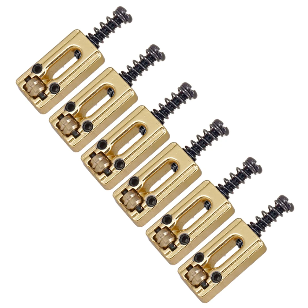 

6 Pcs Metal Guitar Bridge Saddle Ball Roller String Tremolo Bridge Saddles for Electric Guitar Replacement Parts,Gold