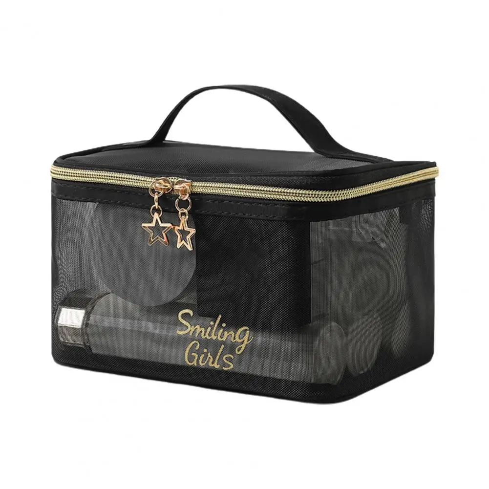 Pretty Transparent Toiletry Bag  Double Zippers Multifunctional Storage Bag  Women Fashion Cosmetic Bag