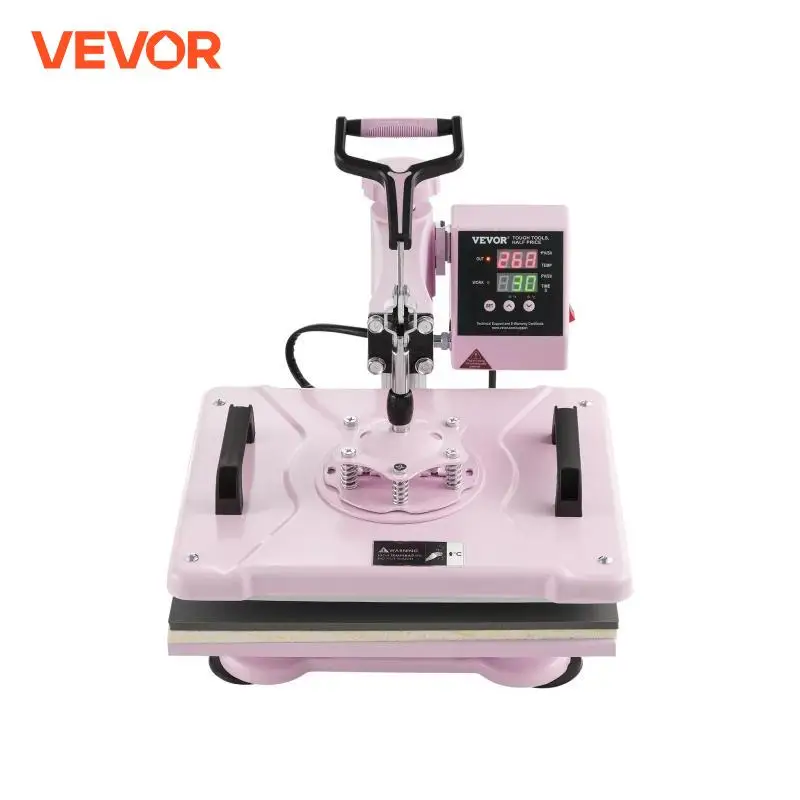 VEVOR Heat Press Machine 12 x 15 inch  8 in 1 Heat Transfer Machine 360° Swing Away T-Shirt for T-Shirts/Mugs/Hats/Plates Pink