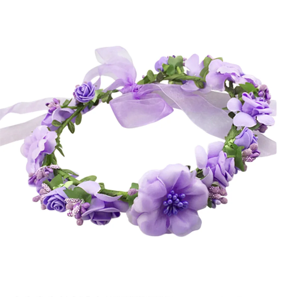 

Floral Headband Simulated Flower Hairband Bridal Headwear Wedding Crown Adjustable Size Girl Crown Bright Color Fit Most Heads