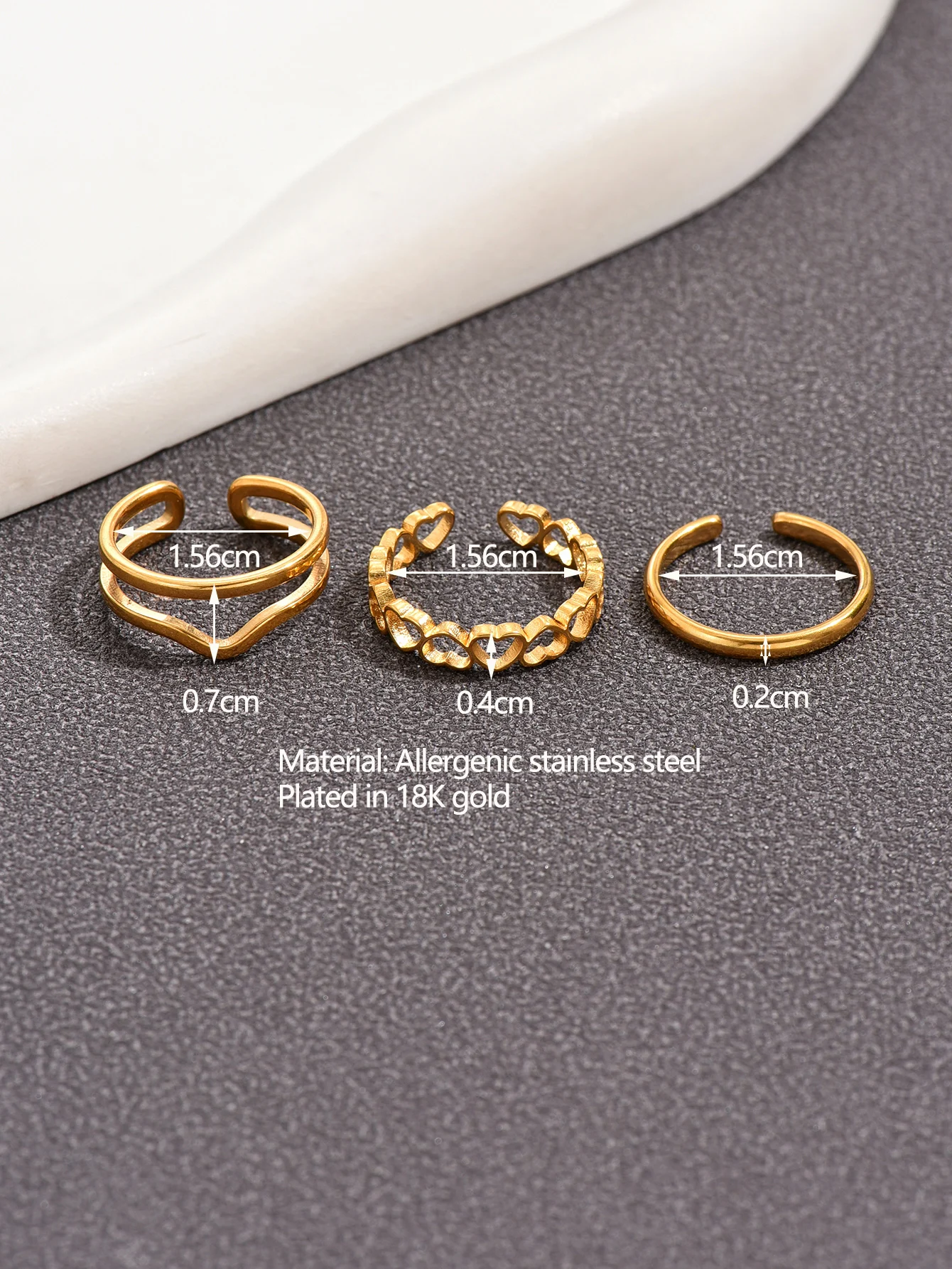 3Pcs/Set Filled Stainless Steel Smooth Toe Rings  for Women Plating14K Gold Adjustable Simple Silver Ring Summer Beach Jewelry