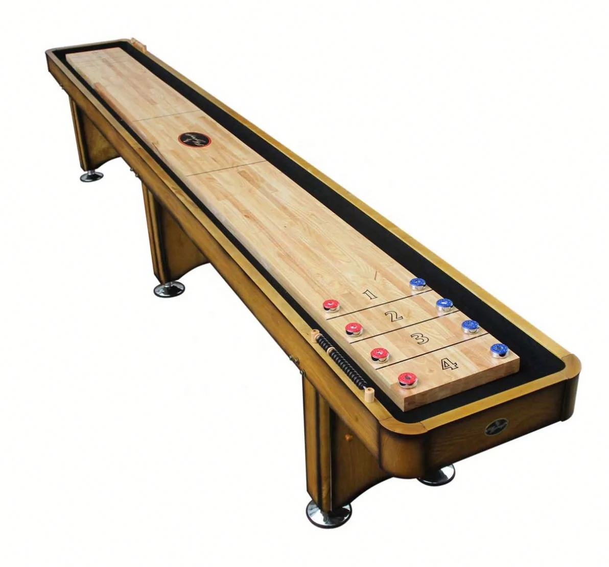 Solid Wood Shuffleboard Table 9ft 12ft 14ft 16ft, High End Crystal Glass Indoor Sports Game Table, Shuffleboard for Home Room