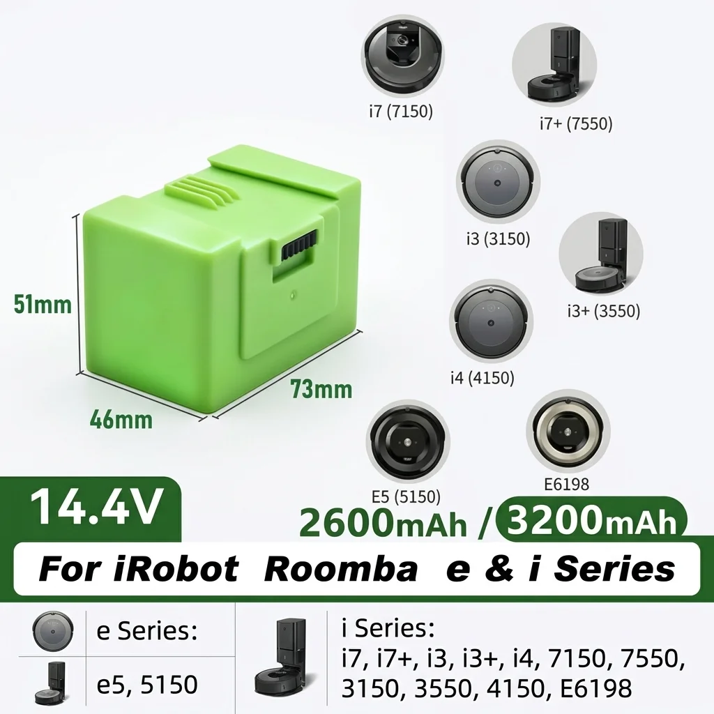 14.4V 3200mAh Battery For iRobot Roomba i7+ e5 7150 7550 i3 3150 i3+ 3550 i4 4150 i4+ 4624864 e i Series Replacement