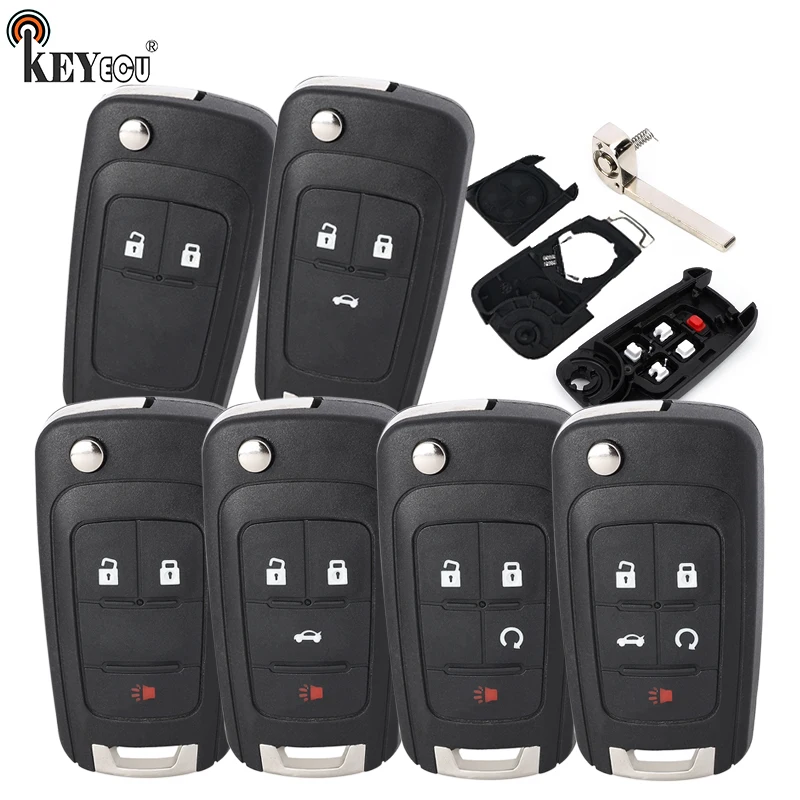 

KEYECU for Chevrolet Camaro Cruze Equinox Impala Spark Volt for Buick GMC Flip Keyless Remote Key Shell Case Fob