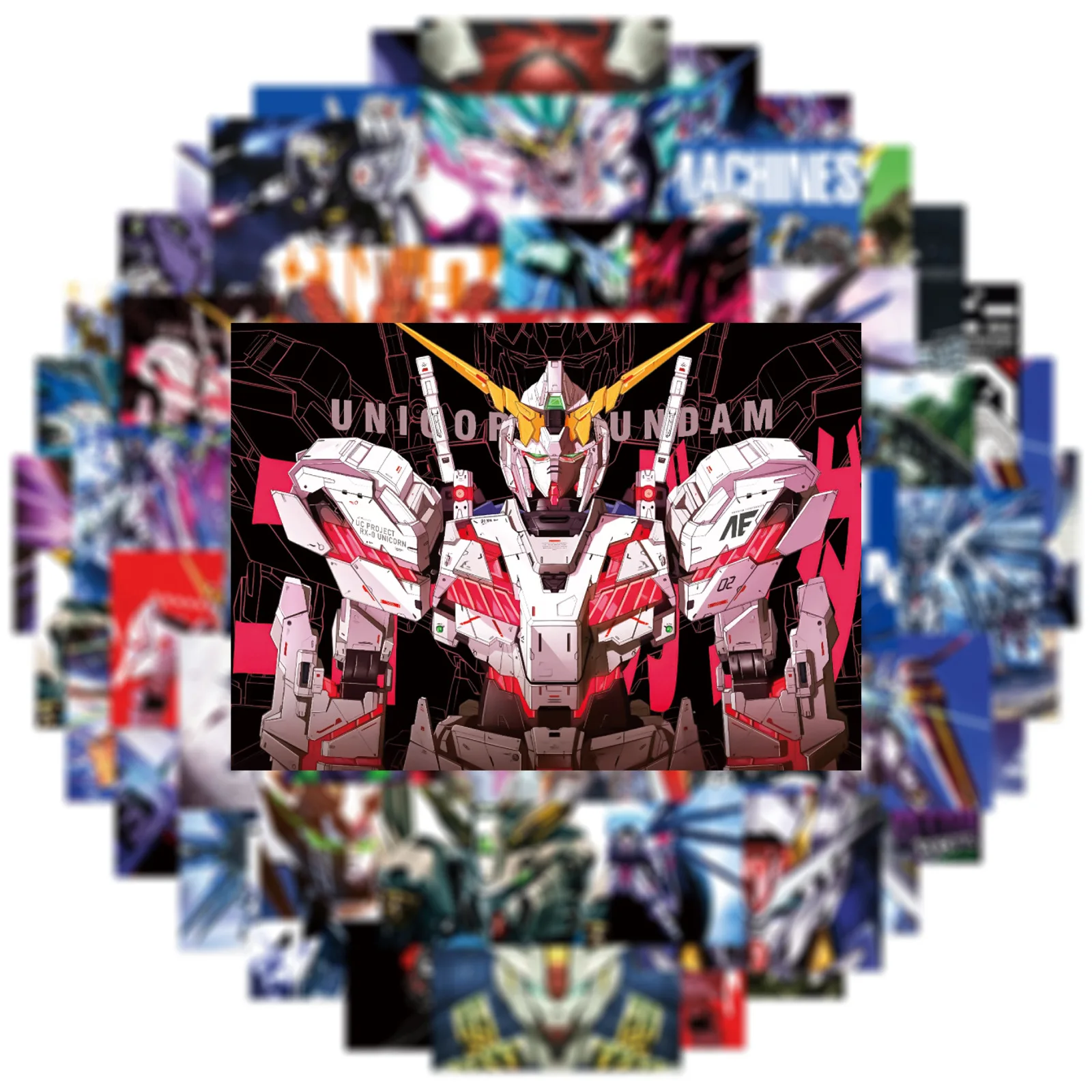 50PCS GUNDAM Anime Cartoon Graffiti Stickers DIY Car Motorcycle Travel Luggage Guitar Waterproof Graffiti Sticker Kid Toy Gift