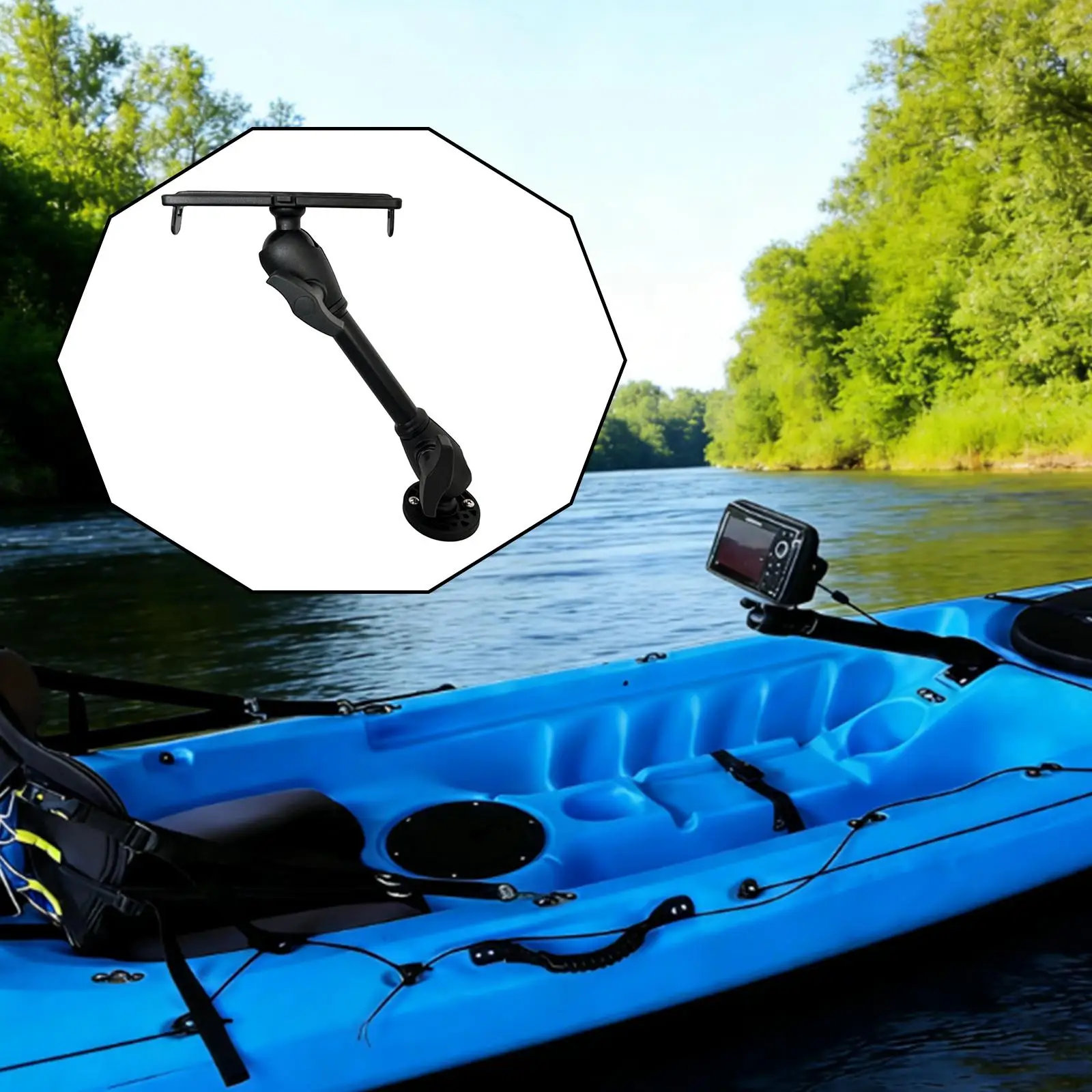 360 Degree Ball Mount Carp Finding Tool Monitor Base Versatile Holder for Kayak Fishing Rod