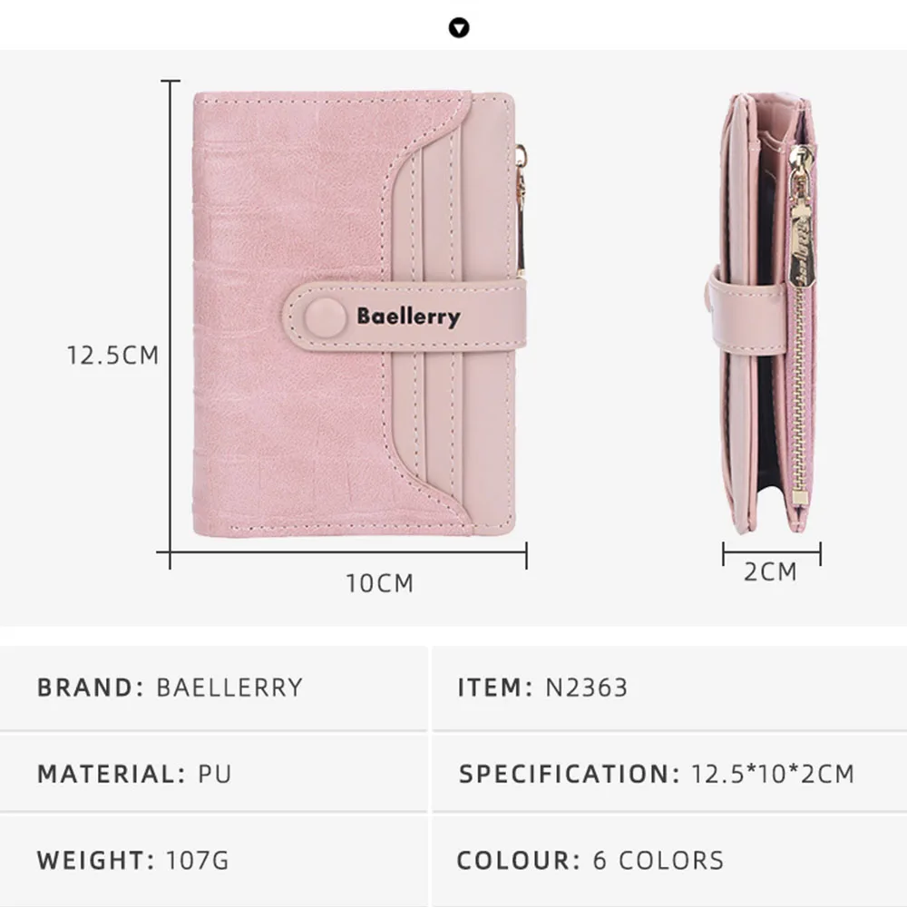 Baellerry Women Short Wallets Stone Stripe Top Quality Card Holder Classic Female Purse Zipper Wallet For Girl