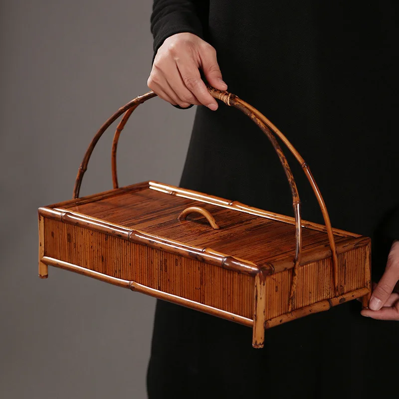 Portable teacup Zen Chinese lacquer tea set Bamboo tea box