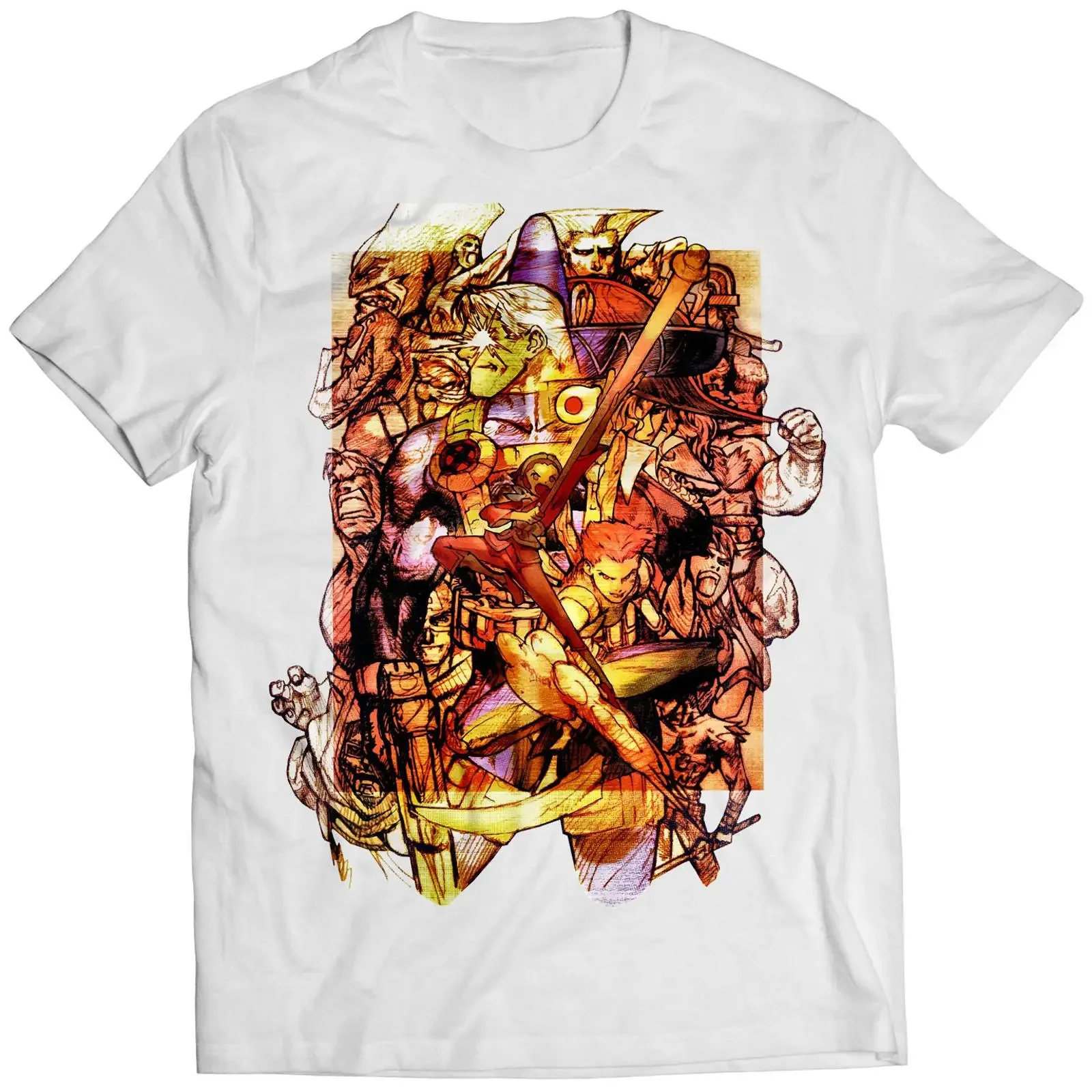 MVC2 New Age Of Heroes Japanese Arcade Flyer Premium T shirt Vectorized Design vintage Washed designer clothes Slightly fashion