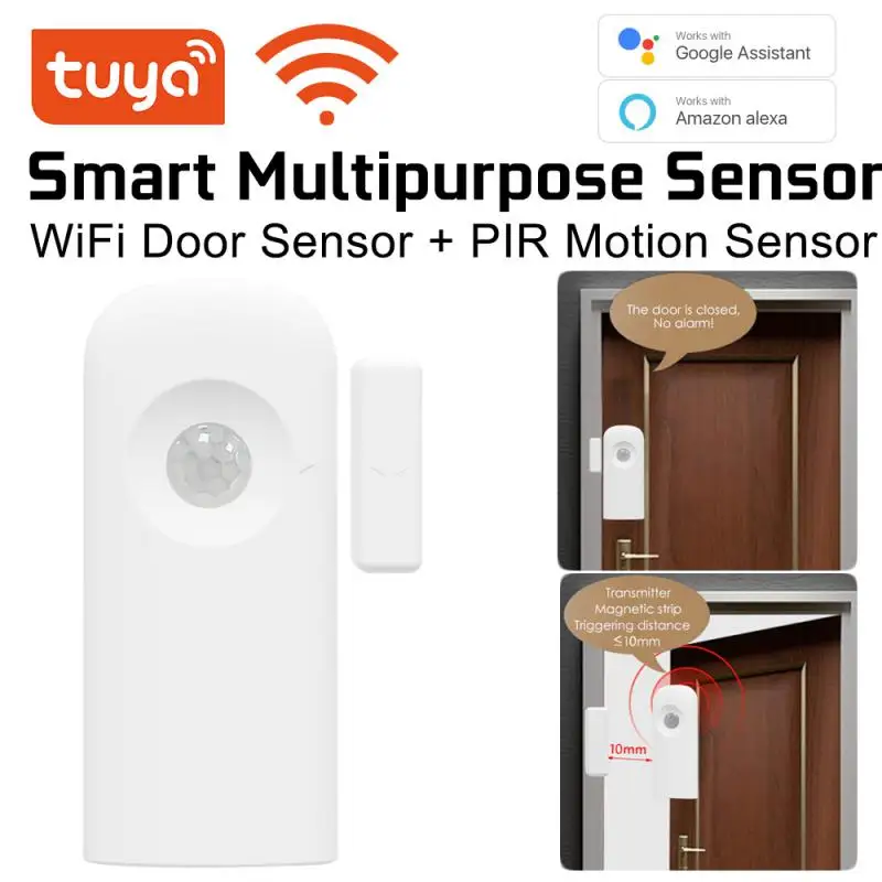 tuya smart sensor de porta multifuncional sensor pir detector de movimento humano wi fi funciona com alexa google home em 1 01