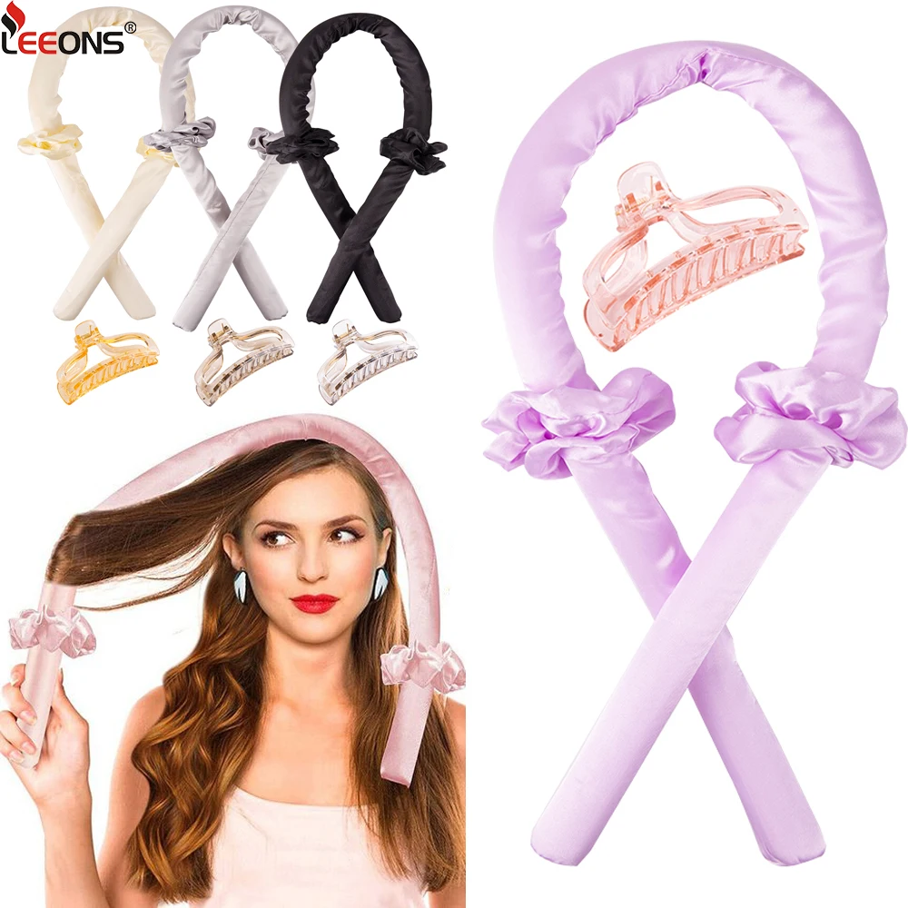 No Heat Silk Ribbon Rollers Heatless Curling Rod Headband For Overnight Sleeping Curls Styling Kit With Hair Clips And Scrunchie