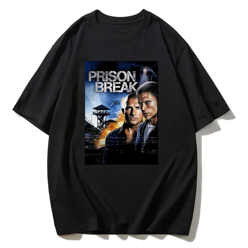 Vintage Michael Scofield Shirt Prison Break Streetwear Tv Series Y2k Aesthetic Clothing T-shirt Harajuku Top Short Sleeve Men